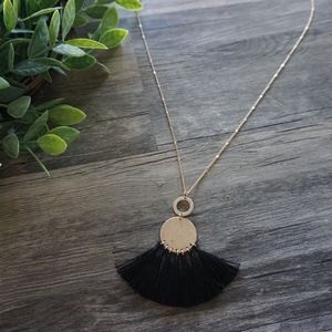 Black | Fringed Tassel Necklace